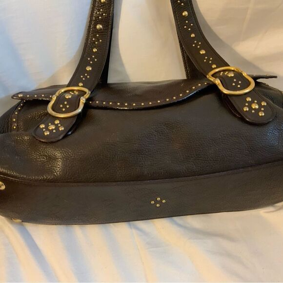 MICHAEL KORS Brown Leather Studded LARGE Shoulder Bag Purse Vintage - Picture 9 of 16